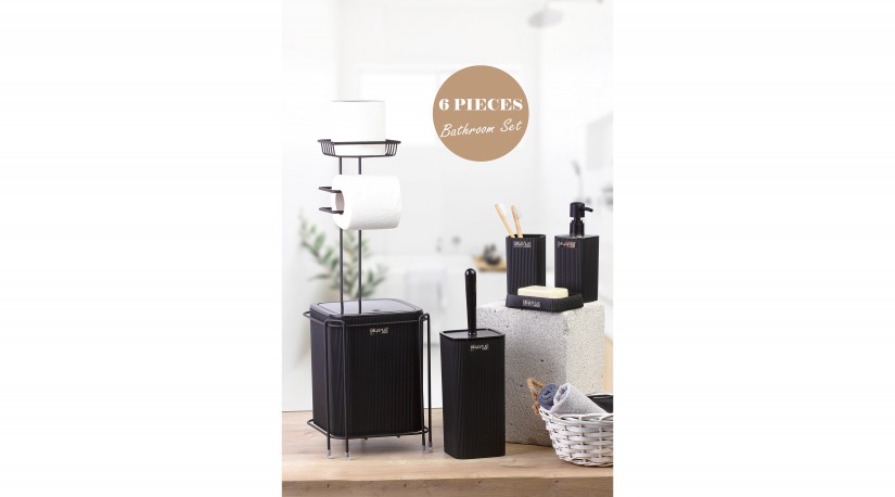 Replacement Square WC Paper Holder / Black 6-Piece Mina Bathroom Set / Black