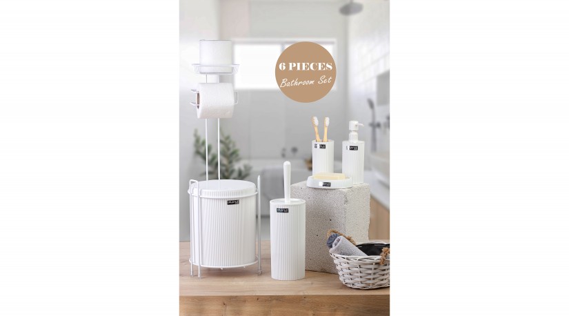 Replacement Round WC Paper Holder /White 6-Piece Mina Bathroom Set / White