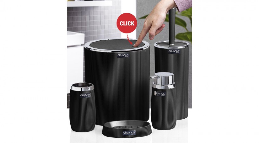 Bella Bathroom Set (5 Pcs) Chrome - Black