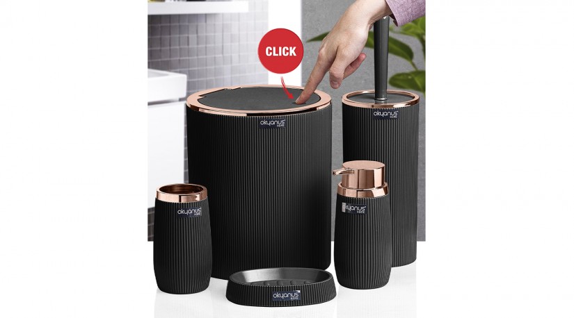 Bella Bathroom Set (5 Pcs) Rose - Black