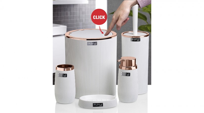 Bella Bathroom Set (5 Pcs) Rose - White