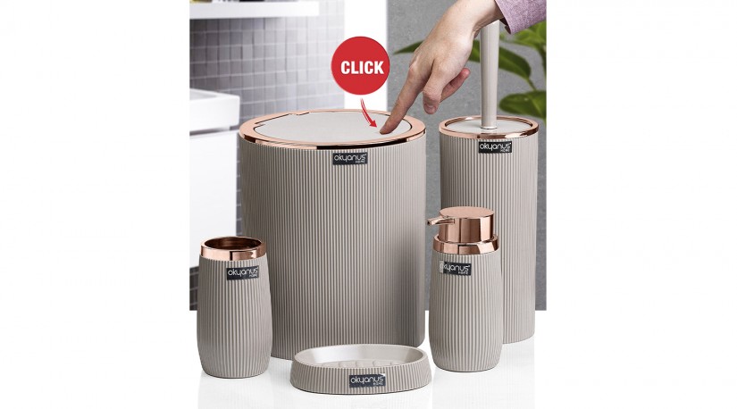 Bella Bathroom Set (5 Pcs) Rose - Brown