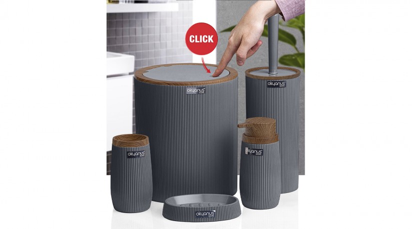 Bella Bathroom Set (5 Pcs) Wooden - Anthracite