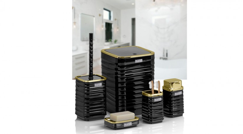 Luna Square 5 PCS Bathroom Set/Gold-Black
