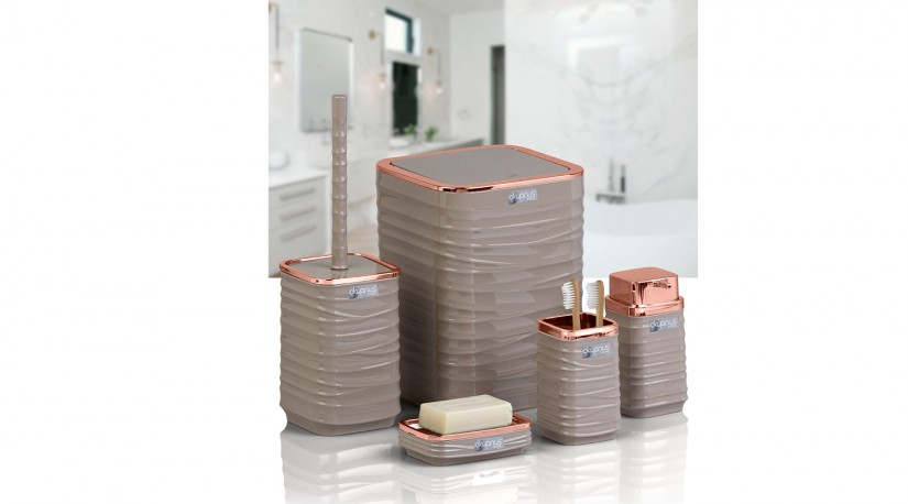 Luna Square 5 PCS Bathroom Set/Rose-Brown