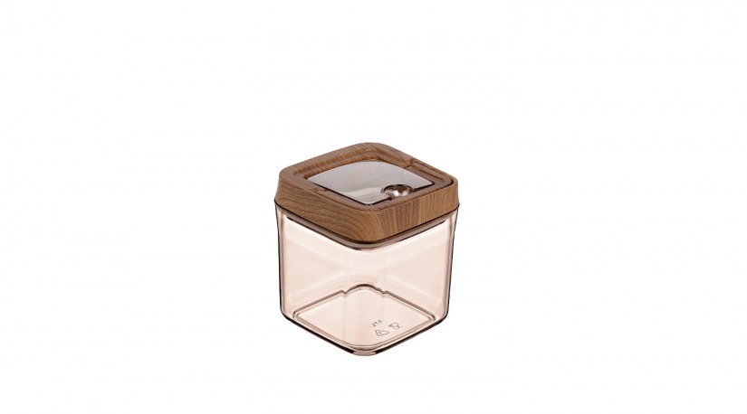Vacuum Square Storage Jar No:2 Wooden - (700 ML)