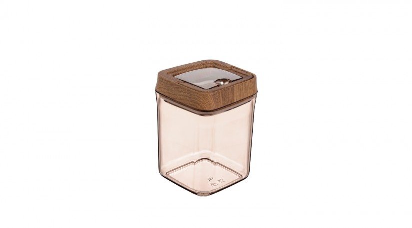 Vacuum Square Storage Jar No:3 Wooden - (900 ML)