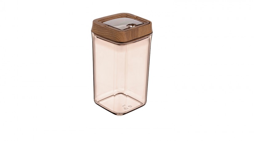 Vacuum Square Storage Jar No:4 Wooden - (1200 ML)