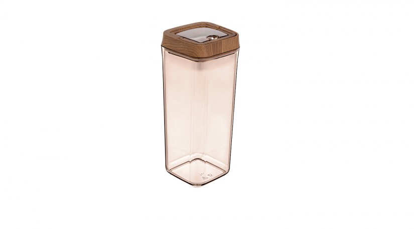 Vacuum Square Storage Jar No:5 Wooden - (1700 ML)