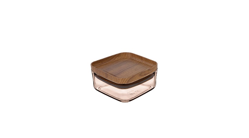 Practical Square Storage Jar No:1 Wooden - (250 ML)