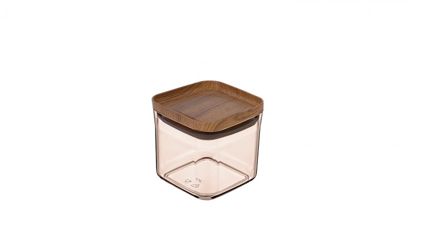 Practical Square Storage Jar No:2 Wooden - (700 ML)