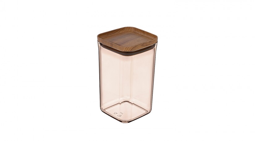 Practical Square Storage Jar No:4 Wooden - (1200 ML)