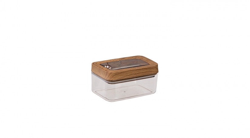 Vacuum Rectangle Storage Jar No:1  Wooden - (700 ML)