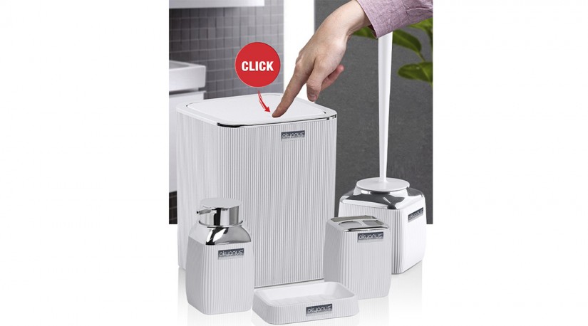 Diva Bathroom Set (5 Pcs) Chrome - White