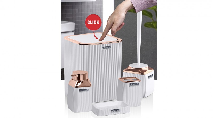Diva Bathroom Set (5 Pcs) Rose - White