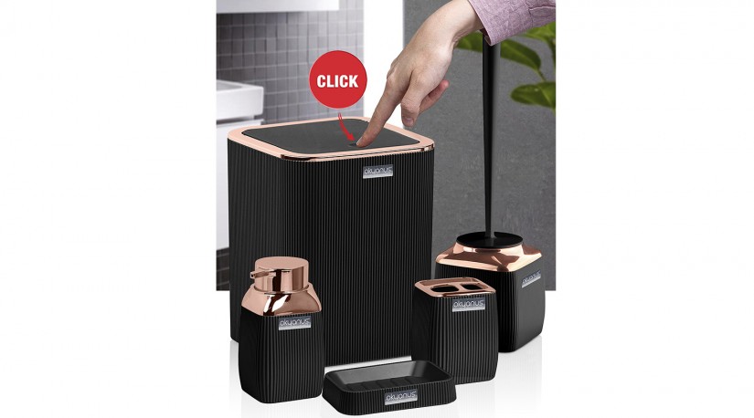 Diva Bathroom Set (5 Pcs) Rose - Black