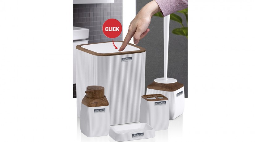 Diva Bathroom Set (5 Pcs) Wooden - White