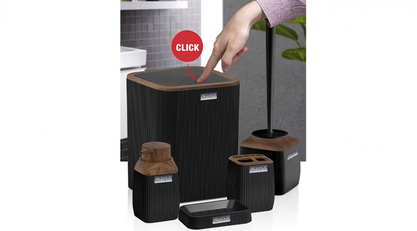 Diva Bathroom Set (5 Pcs) Wooden - Black