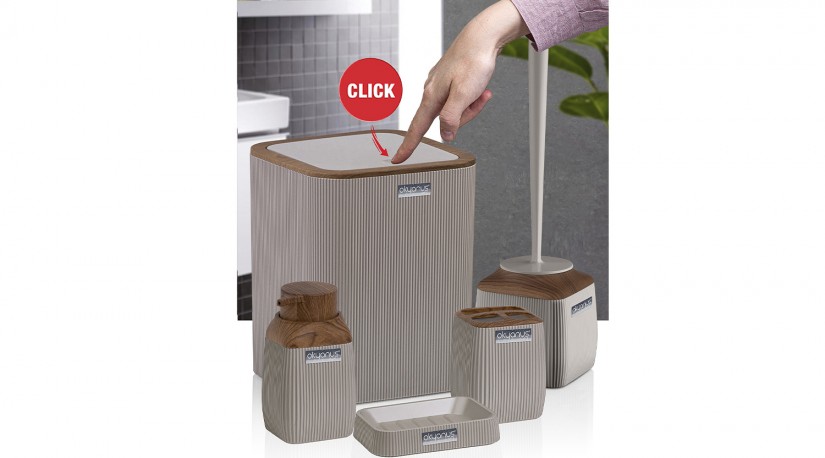 Diva Bathroom Set (5 Pcs) Wooden - Brown