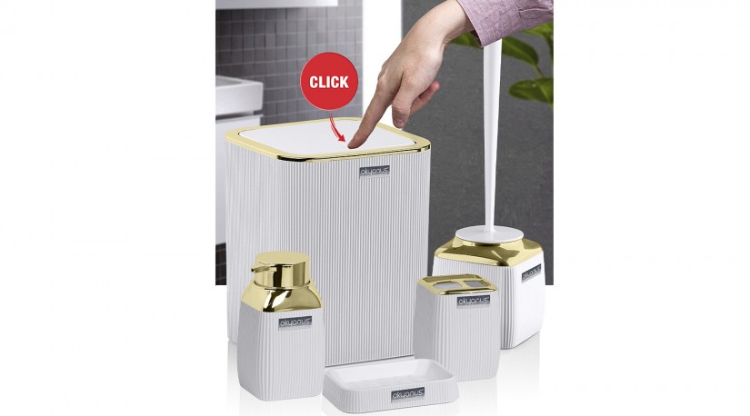 Diva Bathroom Set (5 Pcs) Gold - White