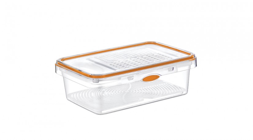 Smart Click Storage Container With Grater (1600 ml) Orange