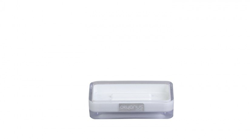 Double Layer Transparent  Square Soap Dish  White