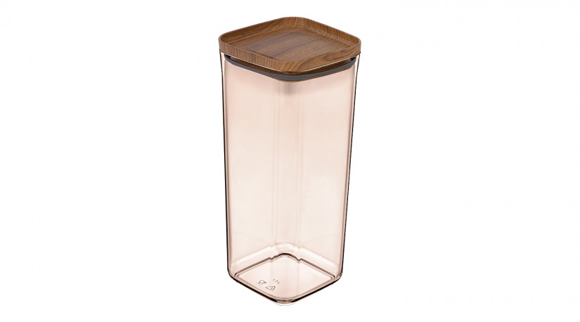 Practical Square Storage Jar No:5 Wooden - (1700 ML)