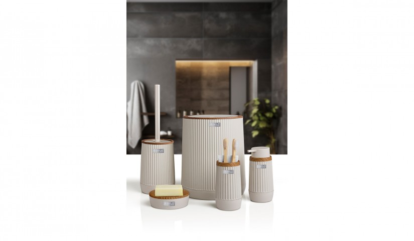 Nida Bathroom Set (5 pcs) /  Accessory Beige