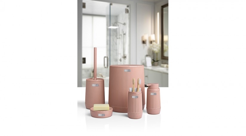 Nida Bathroom Set (5 pcs) / Powder Pink
