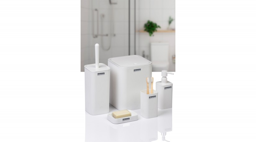 Mina Square 5 Pcs Bathroom Set / White