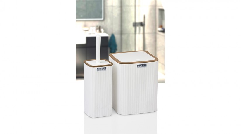 Mina Square Striped 2-piece Bathroom Set / Wood Look