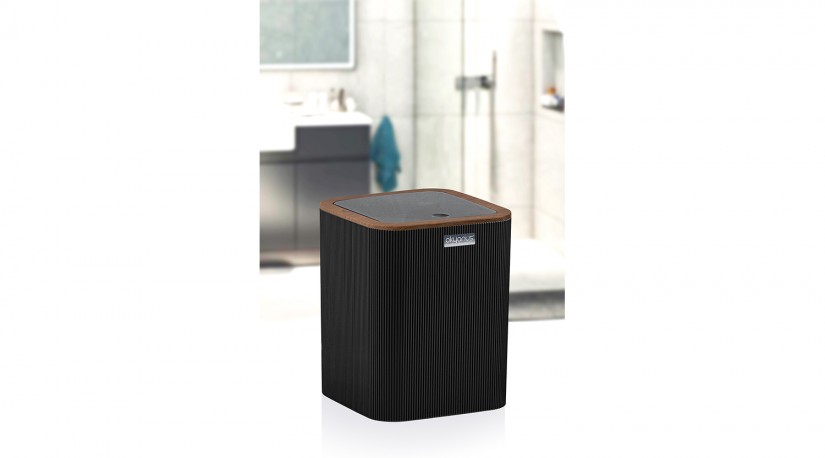 Mina Striped Square  Trash Can Wooden