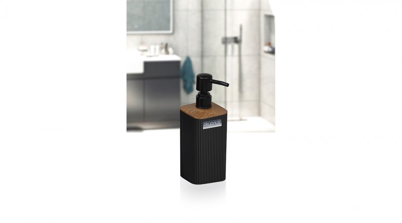 Mina Striped Square  Soap Dispenser Wooden