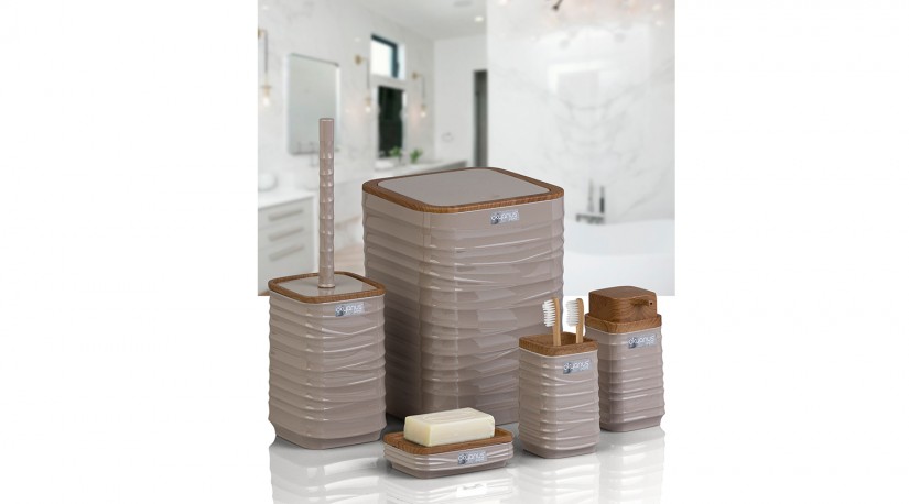 Luna 5 PCS Bathroom Set/Wooden-Brown