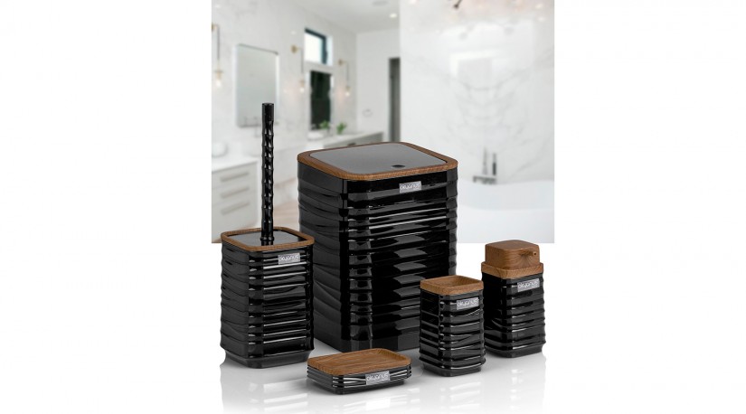 Luna 5 PCS Bathroom Set/Wooden-Black