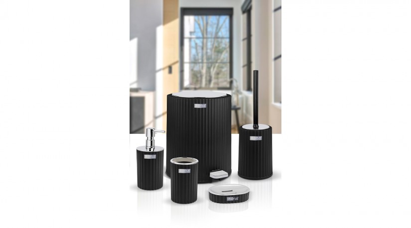 Coliseum 5 Pcs Bathroom Set Chrome - Black