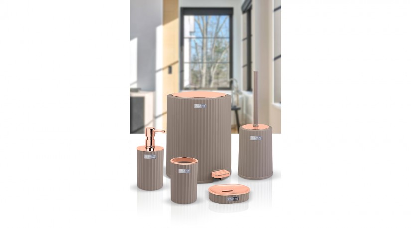 Coliseum 5 Pcs Bathroom Set Rose Gold - Brown