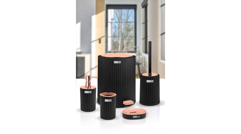 Coliseum 5 Pcs Bathroom Set Rose Gold - Black