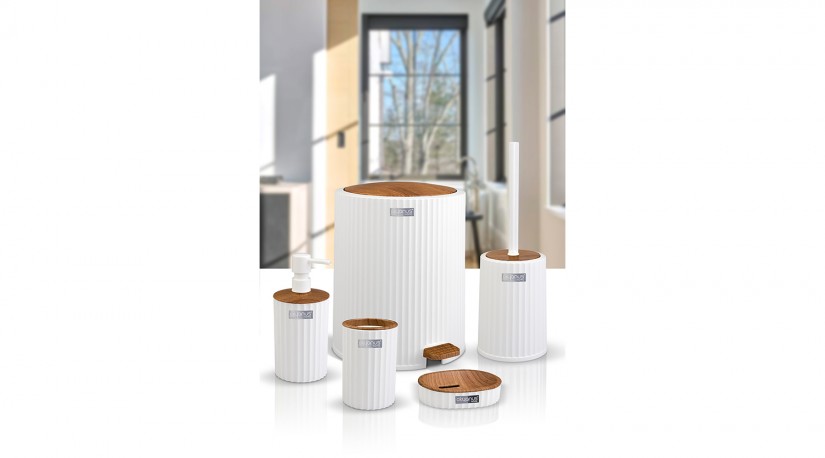 Coliseum  5 Pcs Bathroom Set/ Wood / White