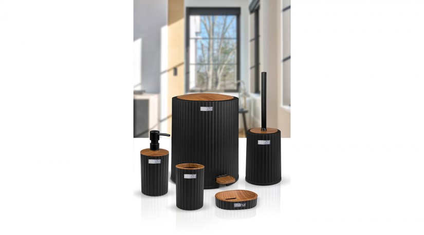 Coliseum  5 Pcs Bathroom Set/ Wood / Black