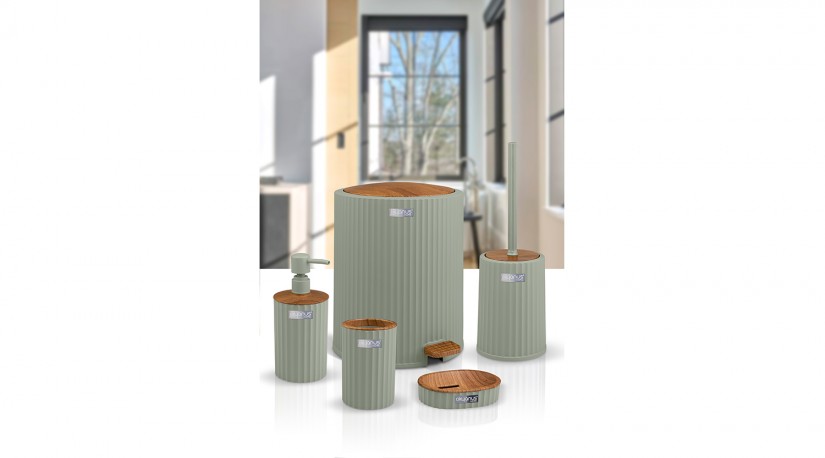 Coliseum 5 Pcs Bathroom Set / Wood / Green