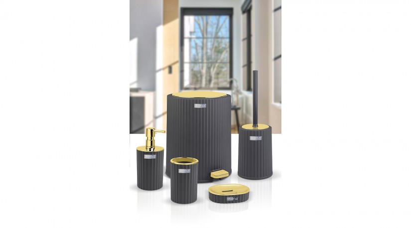 Coliseum 5 Pcs Bathroom Set  Gold - Anthracite