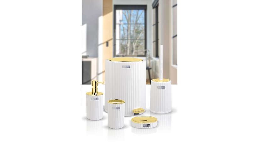 Coliseum 5 Pcs Bathroom Set  Gold - White