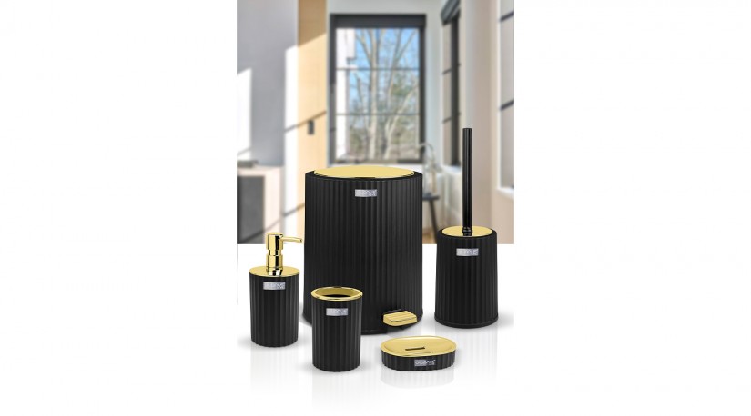 Coliseum 5 Pcs Bathroom Set  Gold - Black