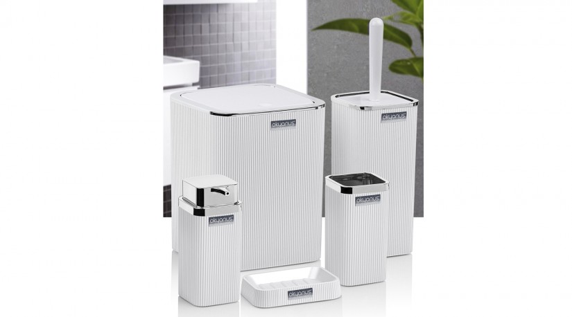 Stella Bathroom Set (5 Pcs) Chrome - White