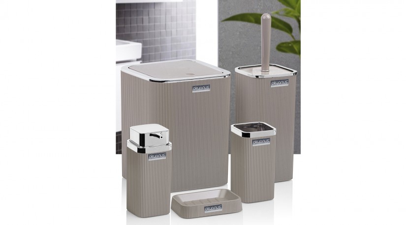 Stella Bathroom Set (5 Pcs) Chrome - Brown