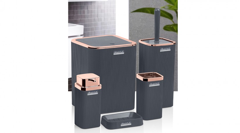 Stella Bathroom Set (5 Pcs) Rose - Anthracite