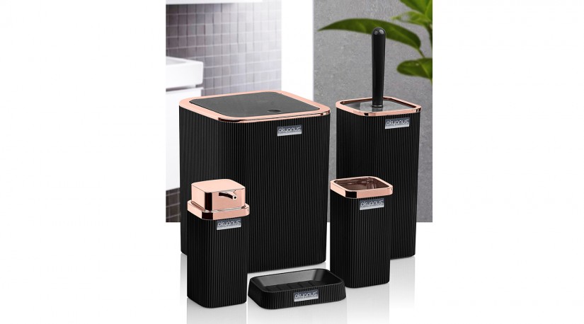 Stella Bathroom Set (5 Pcs) Rose - Black