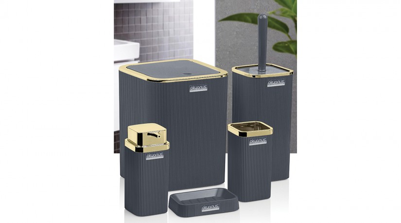 Stella Bathroom Set (5 Pcs) Gold - Anthracite