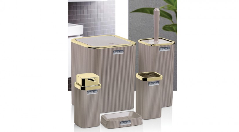 Stella Bathroom Set (5 Pcs) Gold - Brown